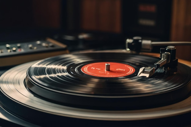 Joueur de disques vintage dans un cadre d'humeur