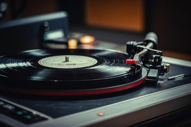 Joueur de disques vintage dans un cadre d'humeur