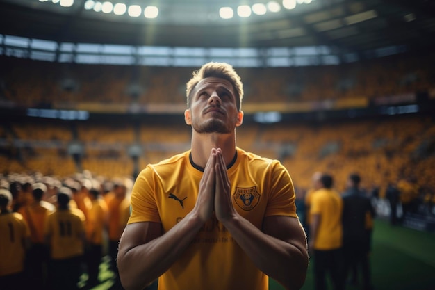 Joueur de football dans le stade