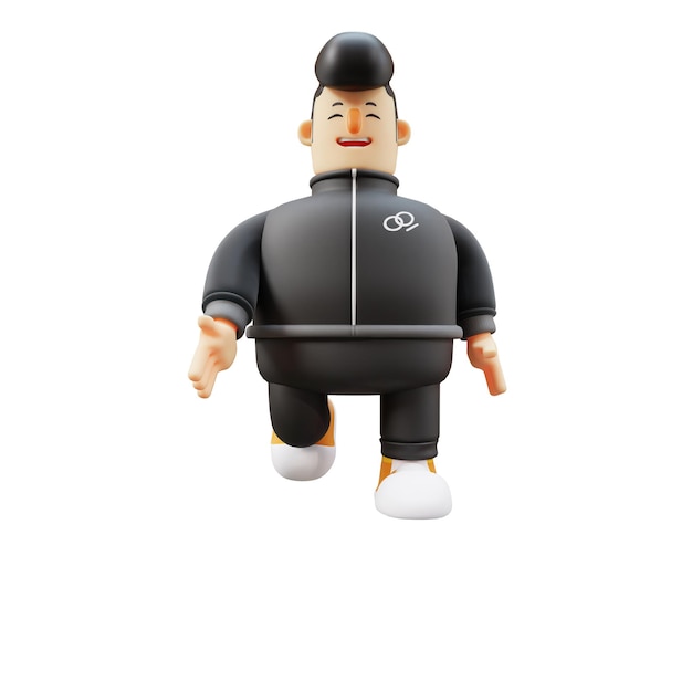 Joueur de guitare personnage de dessin animé joyeux marchant avec enthousiasme illustration de garçon 3D