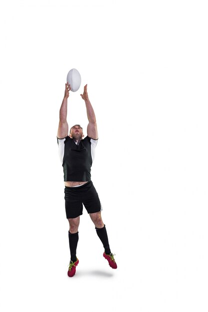 Joueur de rugby attraper la balle