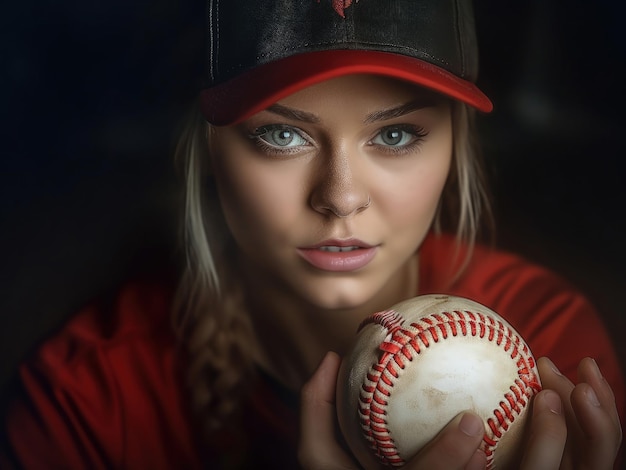 Le joueur de softball attrape la balle