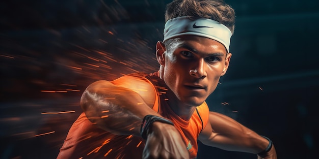 Joueur de tennis actif en action Generative Ai