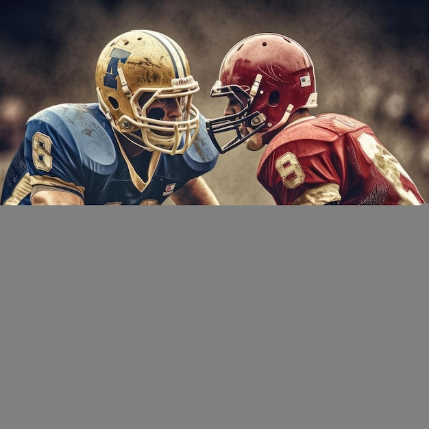 Photo joueurs de football américain dans un jeu d'action avec un fond de stade de football