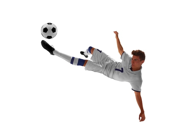 Joueurs de football en fond blanc