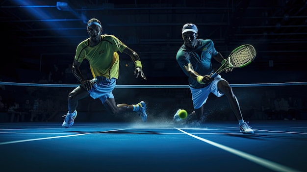 Des joueurs de padel dynamiques en action synchronisée