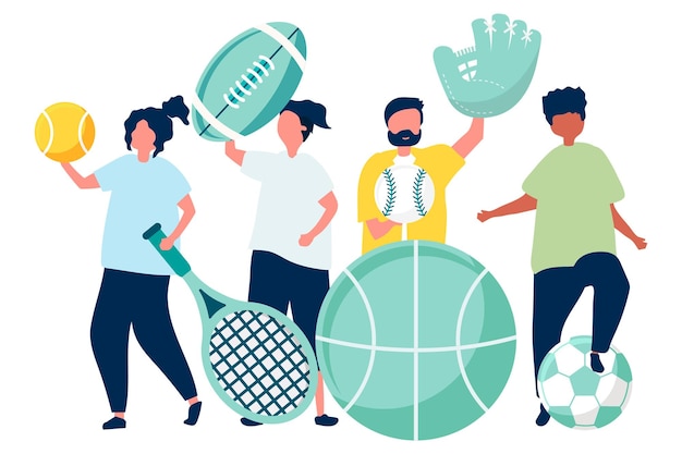 Les joueurs de sport png le collage de dessins animés élément clipart les athlètes et l'illustration de passe-temps sur un fond transparent