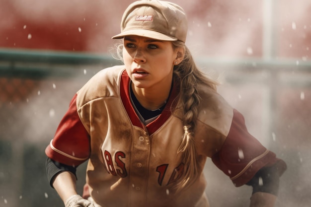 Une joueuse de baseball uniforme de baseball