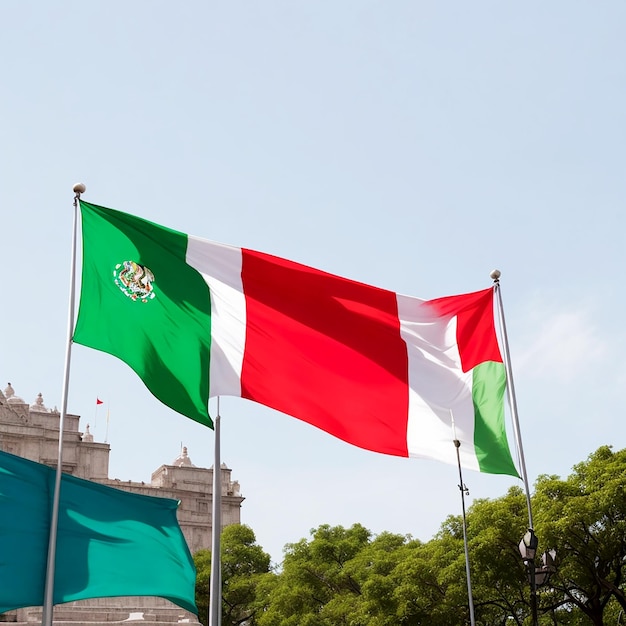 Jour de la Constitution du Mexique avec des drapeaux