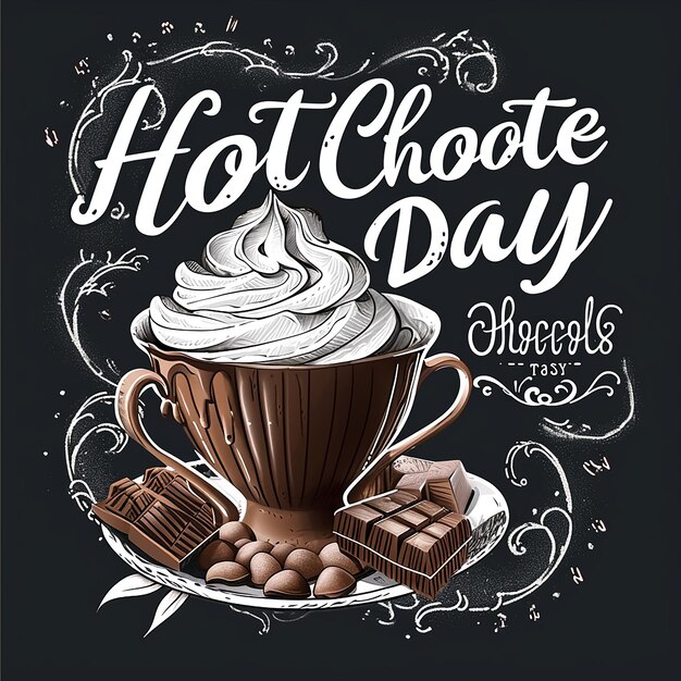 Le jour du chocolat chaud écrit à la main