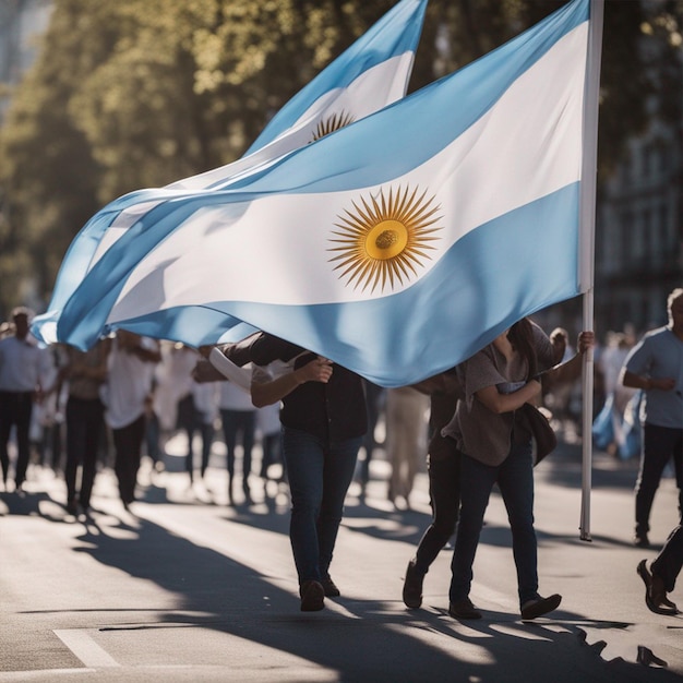 Jour du drapeau portant le plus long drapeau de l'Argentine Wallpaper