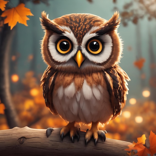 Jour d'Halloween dessin animé hibou mignon