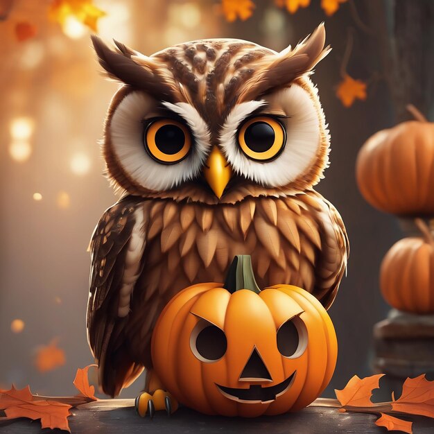 Jour d'Halloween dessin animé hibou mignon