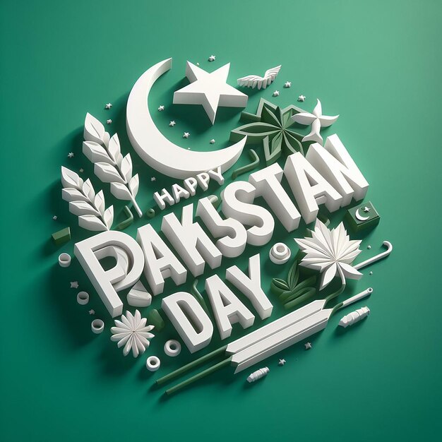 Photo jour de l'indépendance du pakistan style de drapeau d'arrière-plan 3d avec texte ai généré