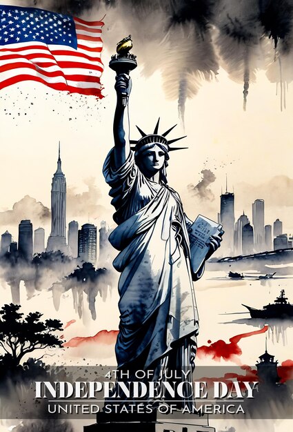 jour de l'indépendance images illustration arrière-plan aquarelle drapeau des États-Unis