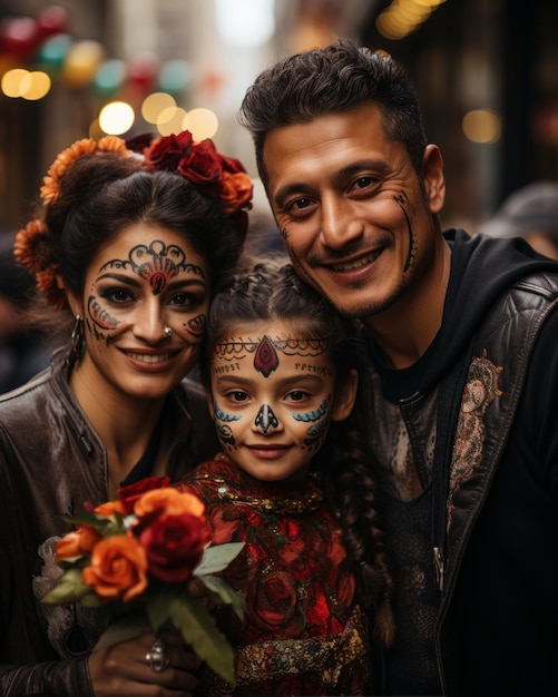 Jour des morts au Mexique Halloween célébration familiale latine