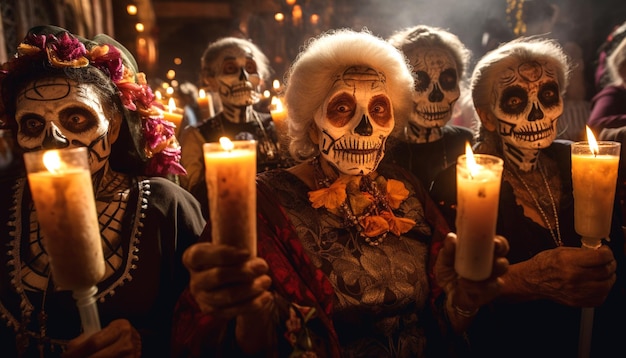 Photo jour des morts célébré avec des fleurs de cempasuchil