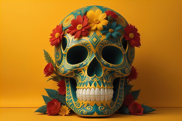 Le jour des morts, le crâne de sucre mexicain est génératif.
