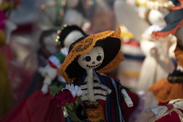 Photo le jour des morts poupées crâne mexique