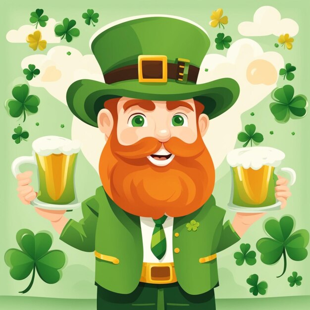 Le jour de Saint-Patrick dessiné à la main dans un fond plat