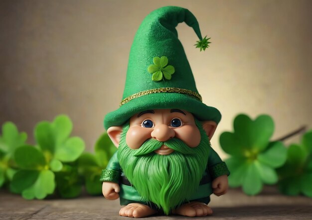 Jour de Saint-Patrick fond abstrait trèfle chapeau vert pièces d'or chapeau leprechaun avec trèfle