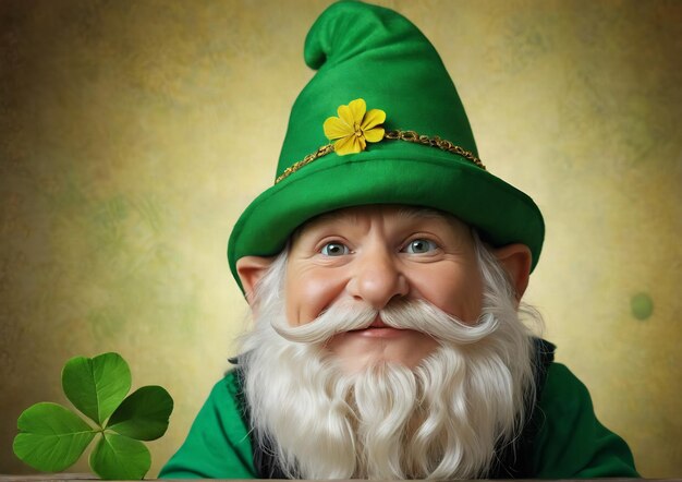 Jour de Saint-Patrick fond abstrait trèfle chapeau vert pièces d'or chapeau leprechaun avec trèfle