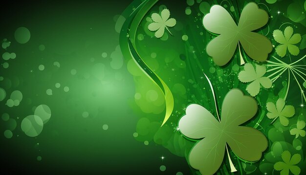 Le jour de la Saint-Patrick, fond vert avec des feuilles de Shamrock