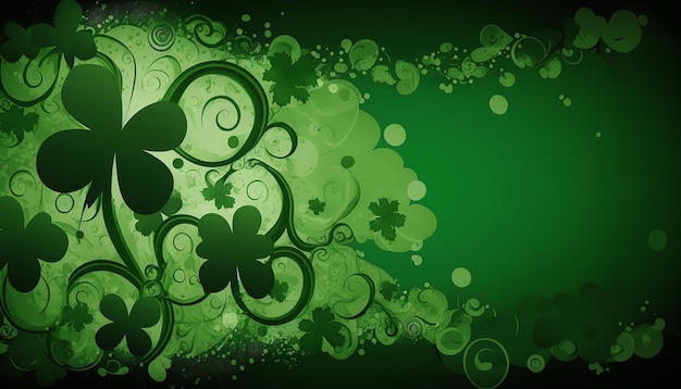 Le jour de la Saint-Patrick, fond vert avec des feuilles de Shamrock