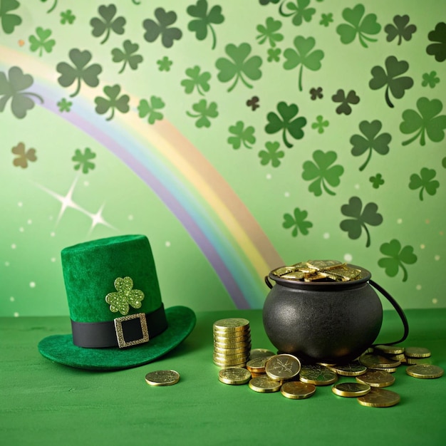 Le jour de Saint-Patrick, l'or et l'arc-en-ciel