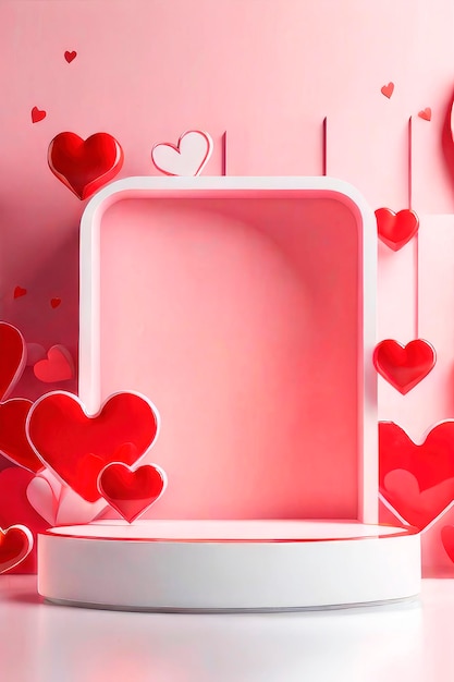 Jour de la Saint-Valentin podium vide ou mariage dans les couleurs rouge et blanc