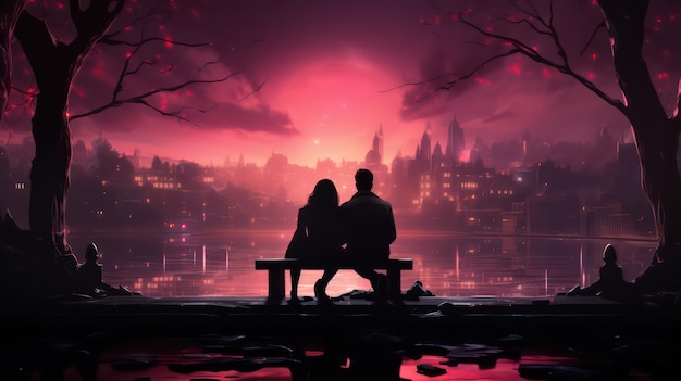 Le jour de la Saint-Valentin pour un couple romantique AMOLED