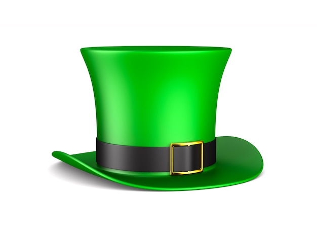 Jour de la St Patrick. Chapeau vert sur espace blanc. Illustration 3D isolée