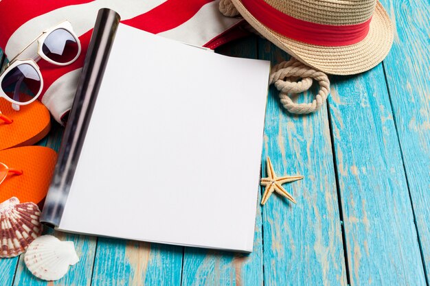 Journal d&#39;écriture Concept de vacances de plage d&#39;été