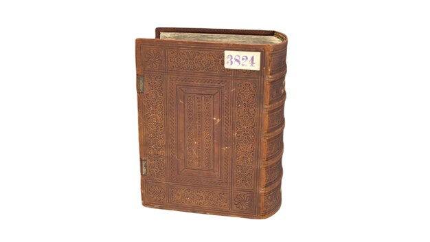 Un journal relié en cuir marron avec l'année 1899 sur le devant.