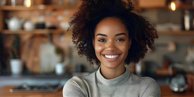 Un journaliste sourit lors d'une diffusion à domicile depuis un studio confortable Concept Portraits joyeux Configuration de bureau à domicile Sourires professionnels