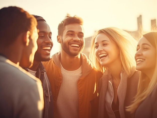 Journée de l'amitié Des amis heureux sourient