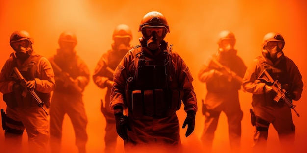 Journée anti-terrorisme fond orange Arrêtez la guerre avec l'équipe de lutte contre le terrorisme Generative Ai