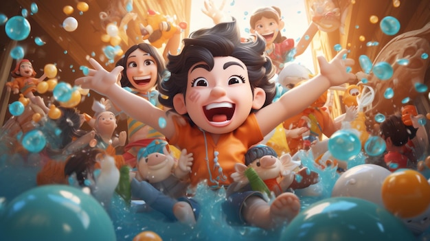 Journée du Songkran du 13 au 15 avril Artificiel artificiel générateur de dessins animés 3D