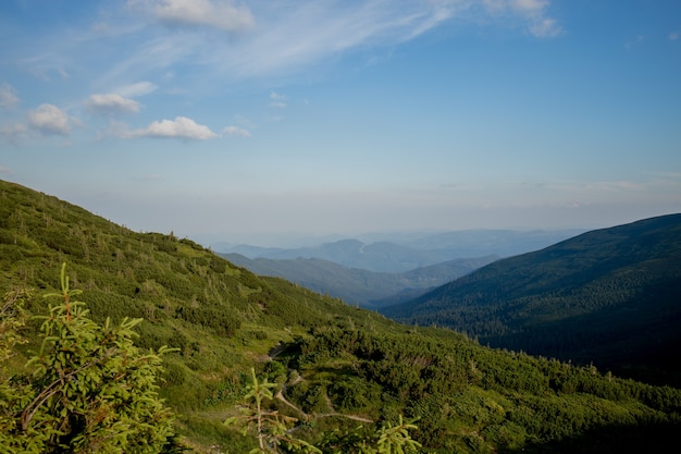 La journée ensoleillée du matin est dans un paysage de montagne.