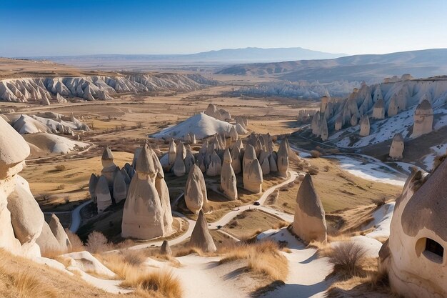 Photo une journée ensoleillée de janvier dans les rochers de la cappadocie, en turquie.