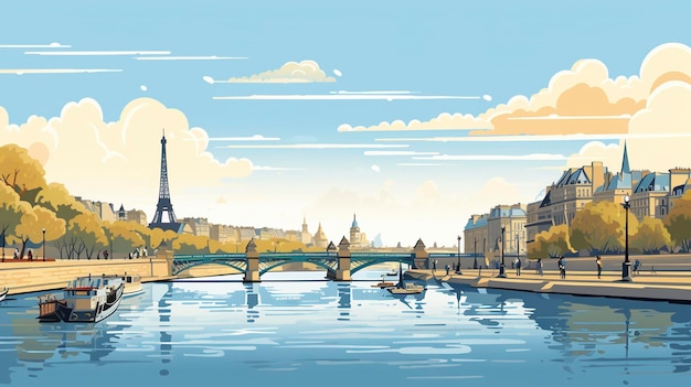 Une journée ensoleillée à Paris Illustration