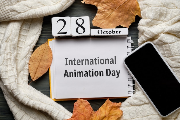 Journée internationale de l'animation du calendrier du mois d'automne octobre.