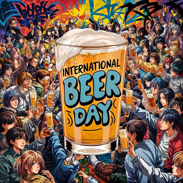 Photo journée internationale de la bière un verre de bière avec les mots bière sur le fond