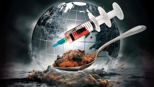 Journée internationale contre les seringues de drogue et l'héroïne cuite sur cuillère