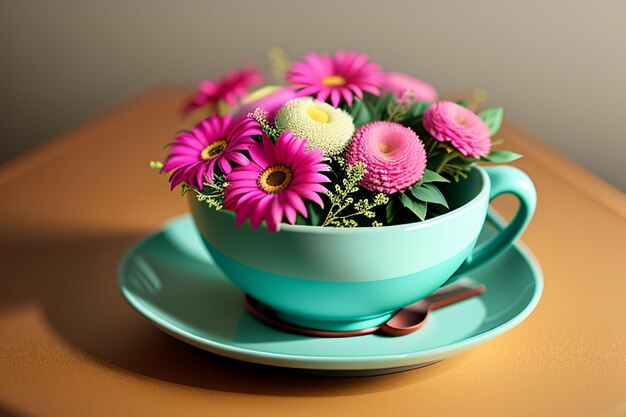 Journée internationale du café Délicieux café et belles fleurs fond d'écran romantique