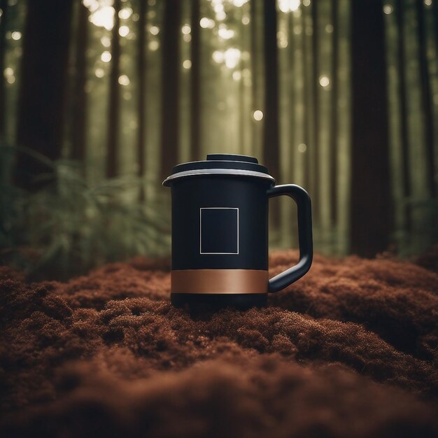 Journée internationale du café une tasse de café dans une forêt avec des grains de café