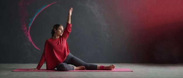 Photo journée internationale du yoga une femme magnifique fait du yoga au gymnase