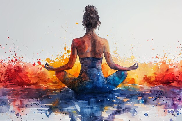 Journée internationale du yoga illustration abstraite pratique de la méditation concept de remise en forme