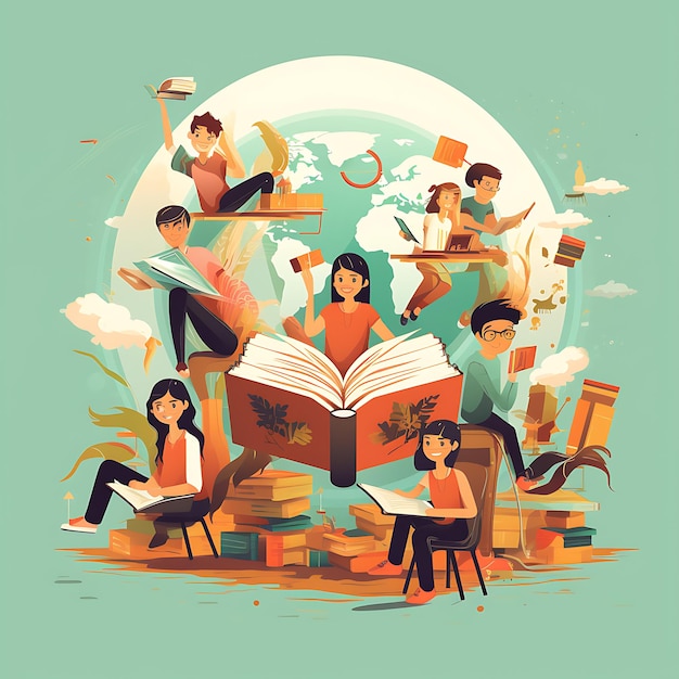 Journée internationale des étudiants 17 novembre Journée mondiale de l'alphabétisation Illustration plate Bonne fête des enseignants