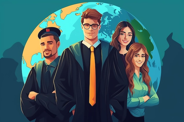 Journée internationale des étudiants vecteur illustré